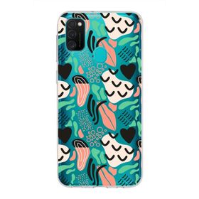 Printify Samsung Galaxy M21 İle Uyumlu 1mm Kapak Memphis Desen Tasarımlı Şeffaf Silikon Cep Telefonu Kılıfı