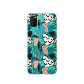 Printify Samsung Galaxy M21 İle Uyumlu 1mm Kapak Memphis Desen Tasarımlı Şeffaf Silikon Cep Telefonu Kılıfı