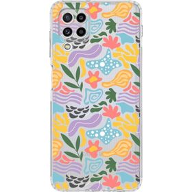 Printify Samsung Galaxy M22 Uyumlu Kamera Korumalı Kapak Memphis Desen Tasarımlı Şeffaf Cep Telefonu Kılıfı
