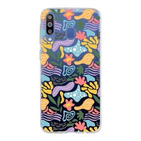 Printify Samsung Galaxy M23 İle Uyumlu 1mm Kapak Memphis Desen Tasarımlı Şeffaf Silikon Cep Telefonu Kılıfı