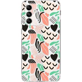 Printify Samsung Galaxy M23 Uyumlu Kamera Korumalı Kapak Memphis Desen Tasarımlı Şeffaf Cep Telefonu Kılıfı