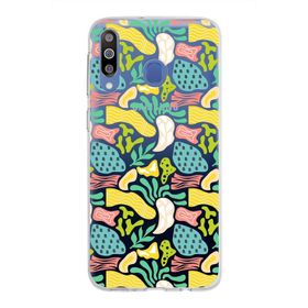 Printify Samsung Galaxy M30 İle Uyumlu 1mm Kapak Memphis Desen Tasarımlı Şeffaf Silikon Cep Telefonu Kılıfı