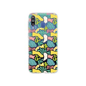 Printify Samsung Galaxy M30 İle Uyumlu 1mm Kapak Memphis Desen Tasarımlı Şeffaf Silikon Cep Telefonu Kılıfı