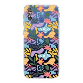 Printify Samsung Galaxy M30 Uyumlu Kamera Korumalı Kapak Memphis Desen Tasarımlı Şeffaf Cep Telefonu Kılıfı