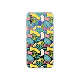 Printify Samsung Galaxy M30 Uyumlu Kamera Korumalı Kapak Memphis Desen Tasarımlı Şeffaf Cep Telefonu Kılıfı