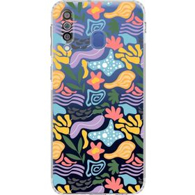 Printify Samsung Galaxy M30 Uyumlu Kamera Korumalı Kapak Memphis Desen Tasarımlı Şeffaf Cep Telefonu Kılıfı