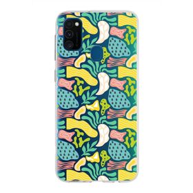 Printify Samsung Galaxy M30s İle Uyumlu 1mm Kapak Memphis Desen Tasarımlı Şeffaf Silikon Cep Telefonu Kılıfı