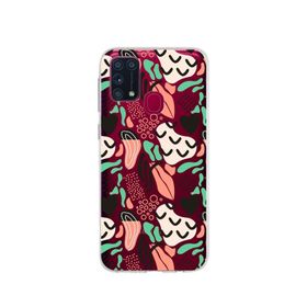 Printify Samsung Galaxy M30s İle Uyumlu 1mm Kapak Memphis Desen Tasarımlı Şeffaf Silikon Cep Telefonu Kılıfı