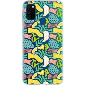 Printify Samsung Galaxy M30s İle Uyumlu 1mm Kapak Memphis Desen Tasarımlı Şeffaf Silikon Cep Telefonu Kılıfı