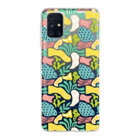 Printify Samsung Galaxy M31 İle Uyumlu 1mm Kapak Memphis Desen Tasarımlı Şeffaf Silikon Cep Telefonu Kılıfı