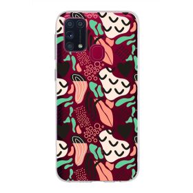 Printify Samsung Galaxy M31 İle Uyumlu 1mm Kapak Memphis Desen Tasarımlı Şeffaf Silikon Cep Telefonu Kılıfı