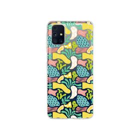 Printify Samsung Galaxy M31 İle Uyumlu 1mm Kapak Memphis Desen Tasarımlı Şeffaf Silikon Cep Telefonu Kılıfı