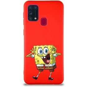 Printify Samsung Galaxy M31 Soft Premier Kapak Sünger Bob Tasarımlı Silikon Cep Telefonu Kılıfı