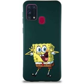 Printify Samsung Galaxy M31 Soft Premier Kapak Sünger Bob Tasarımlı Silikon Cep Telefonu Kılıfı