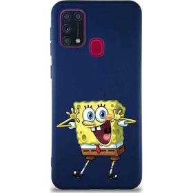 Printify Samsung Galaxy M31 Soft Premier Kapak Sünger Bob Tasarımlı Silikon Cep Telefonu Kılıfı