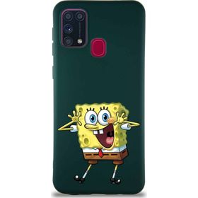 Printify Samsung Galaxy M31 Soft Premier Kapak Sünger Bob Tasarımlı Silikon Cep Telefonu Kılıfı