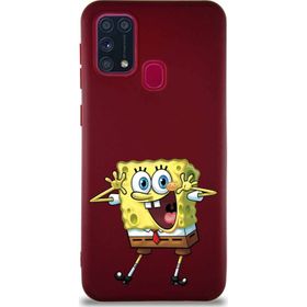 Printify Samsung Galaxy M31 Soft Premier Kapak Sünger Bob Tasarımlı Silikon Cep Telefonu Kılıfı