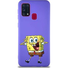 Printify Samsung Galaxy M31 Soft Premier Kapak Sünger Bob Tasarımlı Silikon Cep Telefonu Kılıfı