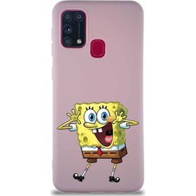 Printify Samsung Galaxy M31 Soft Premier Kapak Sünger Bob Tasarımlı Silikon Cep Telefonu Kılıfı