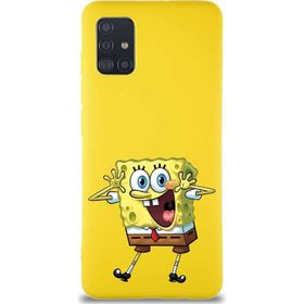 Printify Samsung Galaxy M31s Soft Premier Kapak Sünger Bob Tasarımlı Silikon Cep Telefonu Kılıfı