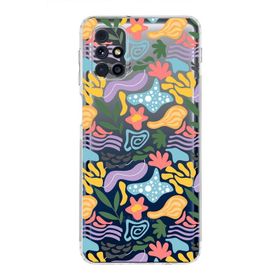 Printify Samsung Galaxy M31s Uyumlu Kamera Korumalı Kapak Memphis Desen Tasarımlı Şeffaf Cep Telefonu Kılıfı
