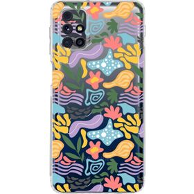 Printify Samsung Galaxy M31s Uyumlu Kamera Korumalı Kapak Memphis Desen Tasarımlı Şeffaf Cep Telefonu Kılıfı