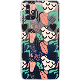 Printify Samsung Galaxy M31s Uyumlu Kamera Korumalı Kapak Memphis Desen Tasarımlı Şeffaf Cep Telefonu Kılıfı