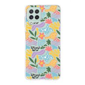 Printify Samsung Galaxy M32 İle Uyumlu 1mm Kapak Memphis Desen Tasarımlı Şeffaf Silikon Cep Telefonu Kılıfı