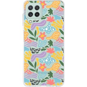 Printify Samsung Galaxy M32 İle Uyumlu 1mm Kapak Memphis Desen Tasarımlı Şeffaf Silikon Cep Telefonu Kılıfı