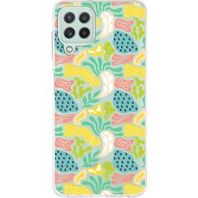 Printify Samsung Galaxy M32 İle Uyumlu 1mm Kapak Memphis Desen Tasarımlı Şeffaf Silikon Cep Telefonu Kılıfı