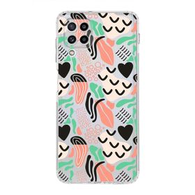 Printify Samsung Galaxy M32 Uyumlu Kamera Korumalı Kapak Memphis Desen Tasarımlı Şeffaf Cep Telefonu Kılıfı