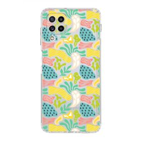 Printify Samsung Galaxy M32 Uyumlu Kamera Korumalı Kapak Memphis Desen Tasarımlı Şeffaf Cep Telefonu Kılıfı