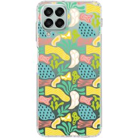 Printify Samsung Galaxy M33 İle Uyumlu 1mm Kapak Memphis Desen Tasarımlı Şeffaf Silikon Cep Telefonu Kılıfı