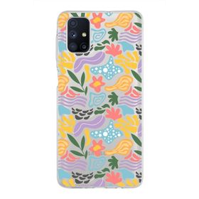 Printify Samsung Galaxy M33 İle Uyumlu 1mm Kapak Memphis Desen Tasarımlı Şeffaf Silikon Cep Telefonu Kılıfı