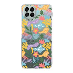 Printify Samsung Galaxy M33 İle Uyumlu 1mm Kapak Memphis Desen Tasarımlı Şeffaf Silikon Cep Telefonu Kılıfı