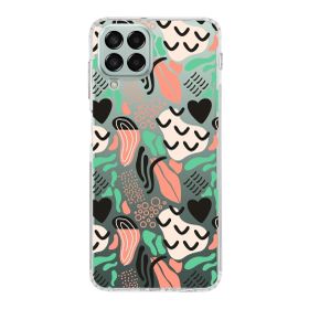 Printify Samsung Galaxy M33 İle Uyumlu 1mm Kapak Memphis Desen Tasarımlı Şeffaf Silikon Cep Telefonu Kılıfı