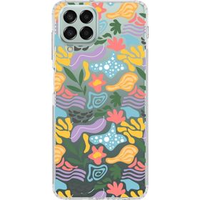 Printify Samsung Galaxy M33 İle Uyumlu 1mm Kapak Memphis Desen Tasarımlı Şeffaf Silikon Cep Telefonu Kılıfı