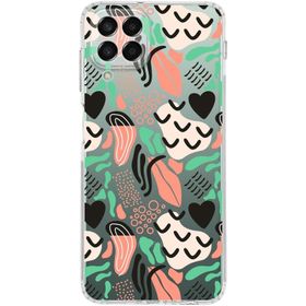 Printify Samsung Galaxy M33 Uyumlu Kamera Korumalı Kapak Memphis Desen Tasarımlı Şeffaf Cep Telefonu Kılıfı