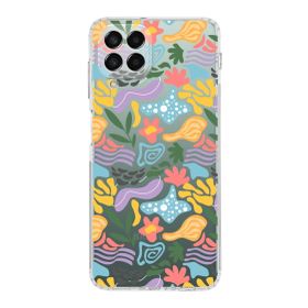 Printify Samsung Galaxy M33 Uyumlu Kamera Korumalı Kapak Memphis Desen Tasarımlı Şeffaf Cep Telefonu Kılıfı