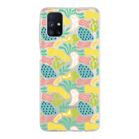 Printify Samsung Galaxy M51 İle Uyumlu 1mm Kapak Memphis Desen Tasarımlı Şeffaf Silikon Cep Telefonu Kılıfı