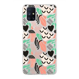 Printify Samsung Galaxy M51 İle Uyumlu 1mm Kapak Memphis Desen Tasarımlı Şeffaf Silikon Cep Telefonu Kılıfı