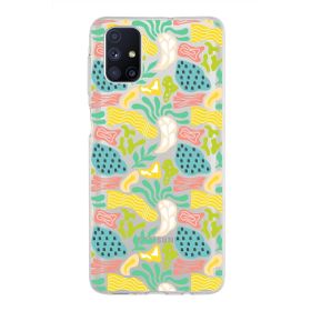 Printify Samsung Galaxy M51 İle Uyumlu 1mm Kapak Memphis Desen Tasarımlı Şeffaf Silikon Cep Telefonu Kılıfı