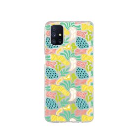 Printify Samsung Galaxy M51 İle Uyumlu 1mm Kapak Memphis Desen Tasarımlı Şeffaf Silikon Cep Telefonu Kılıfı