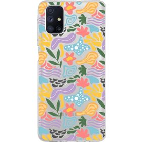 Printify Samsung Galaxy M51 İle Uyumlu 1mm Kapak Memphis Desen Tasarımlı Şeffaf Silikon Cep Telefonu Kılıfı