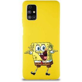 Printify Samsung Galaxy M51 Soft Premier Kapak Sünger Bob Tasarımlı Silikon Cep Telefonu Kılıfı