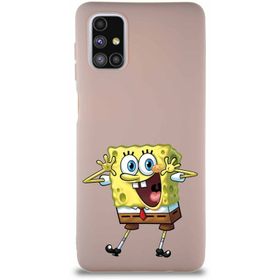 Printify Samsung Galaxy M51 Soft Premier Kapak Sünger Bob Tasarımlı Silikon Cep Telefonu Kılıfı