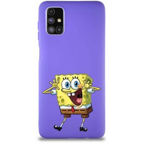 Printify Samsung Galaxy M51 Soft Premier Kapak Sünger Bob Tasarımlı Silikon Cep Telefonu Kılıfı