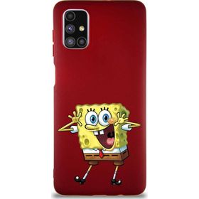 Printify Samsung Galaxy M51 Soft Premier Kapak Sünger Bob Tasarımlı Silikon Cep Telefonu Kılıfı