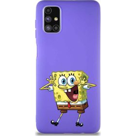 Printify Samsung Galaxy M51 Soft Premier Kapak Sünger Bob Tasarımlı Silikon Cep Telefonu Kılıfı