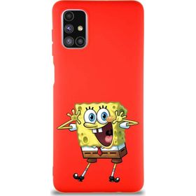 Printify Samsung Galaxy M51 Soft Premier Kapak Sünger Bob Tasarımlı Silikon Cep Telefonu Kılıfı